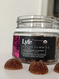 Lyfe Functional Mushrooms 
Lyfe Focus Gummies 
Lion's Mane 
Strawberry Flavor 