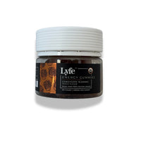 Lyfe Energy Gummies with Cordyceps and peach flavor on white background.