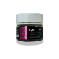 Lyfe Focus Gummies with Lion’s Mane and strawberry flavor on white background.